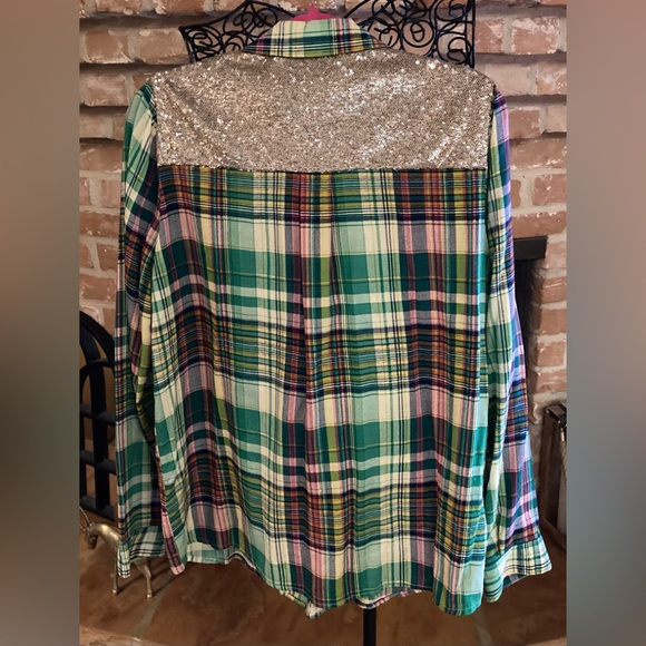 Entro Multicolor Plaid Shirt with Sequin Accents - Picture 6 of 6